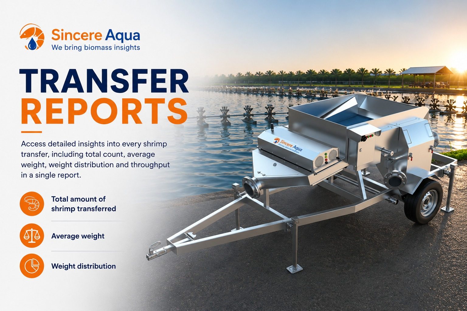 Sincere Aqua transfer reports — count, average weight and weight distribution